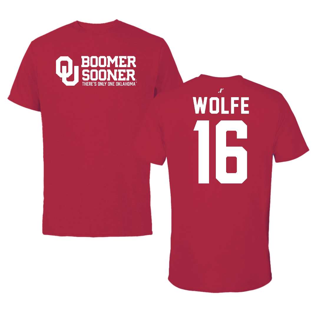 University of Oklahoma Soccer Crimson General Tee - #16 Dani Wolfe