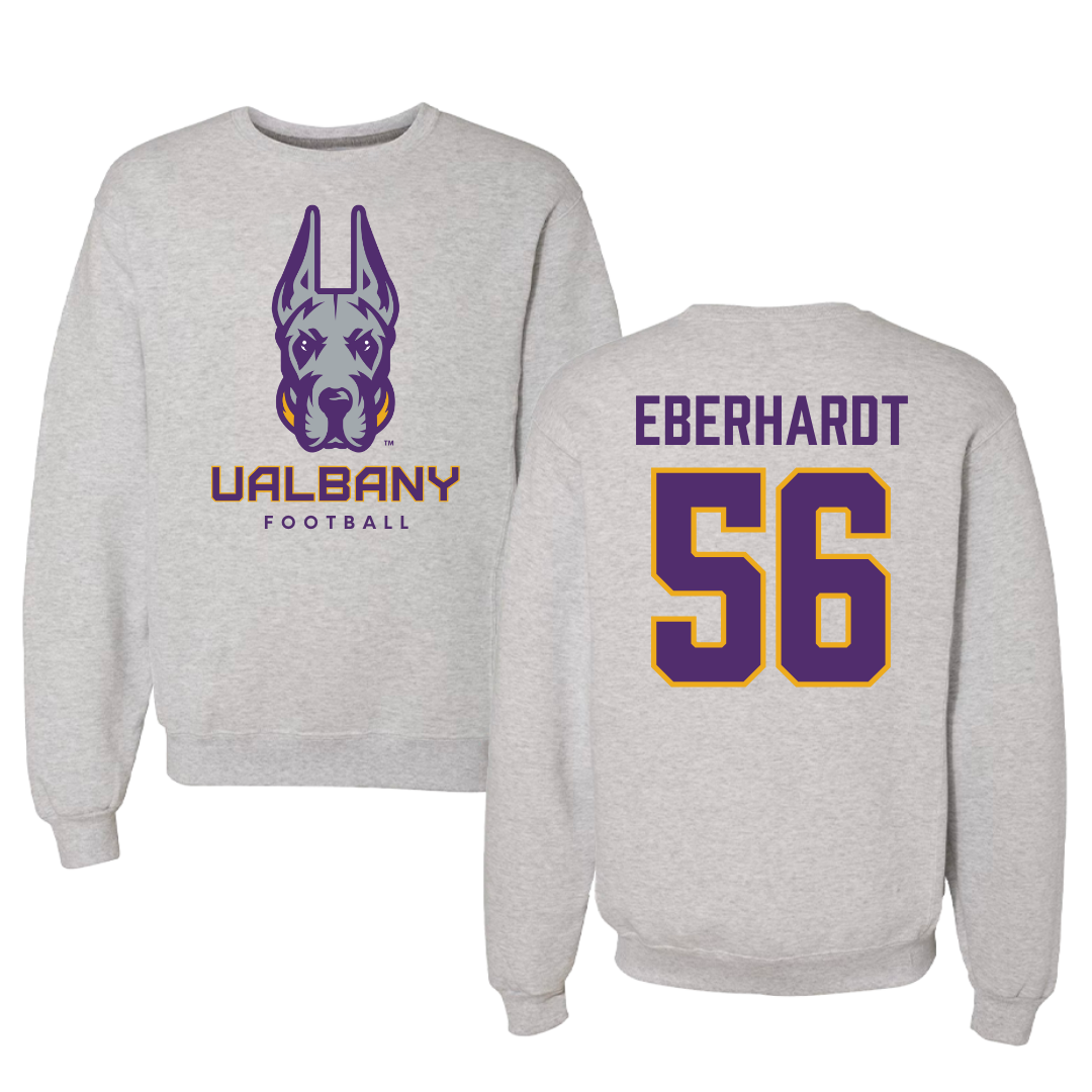University at Albany Football Gray Crewneck - #56 Neco Eberhardt