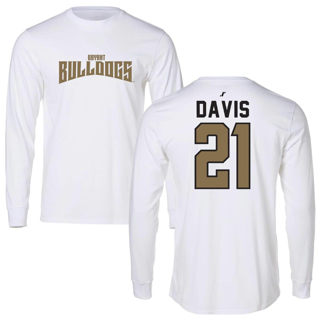 Bryant University Basketball White Classic Performance Long Sleeve - #21 Aaron Davis