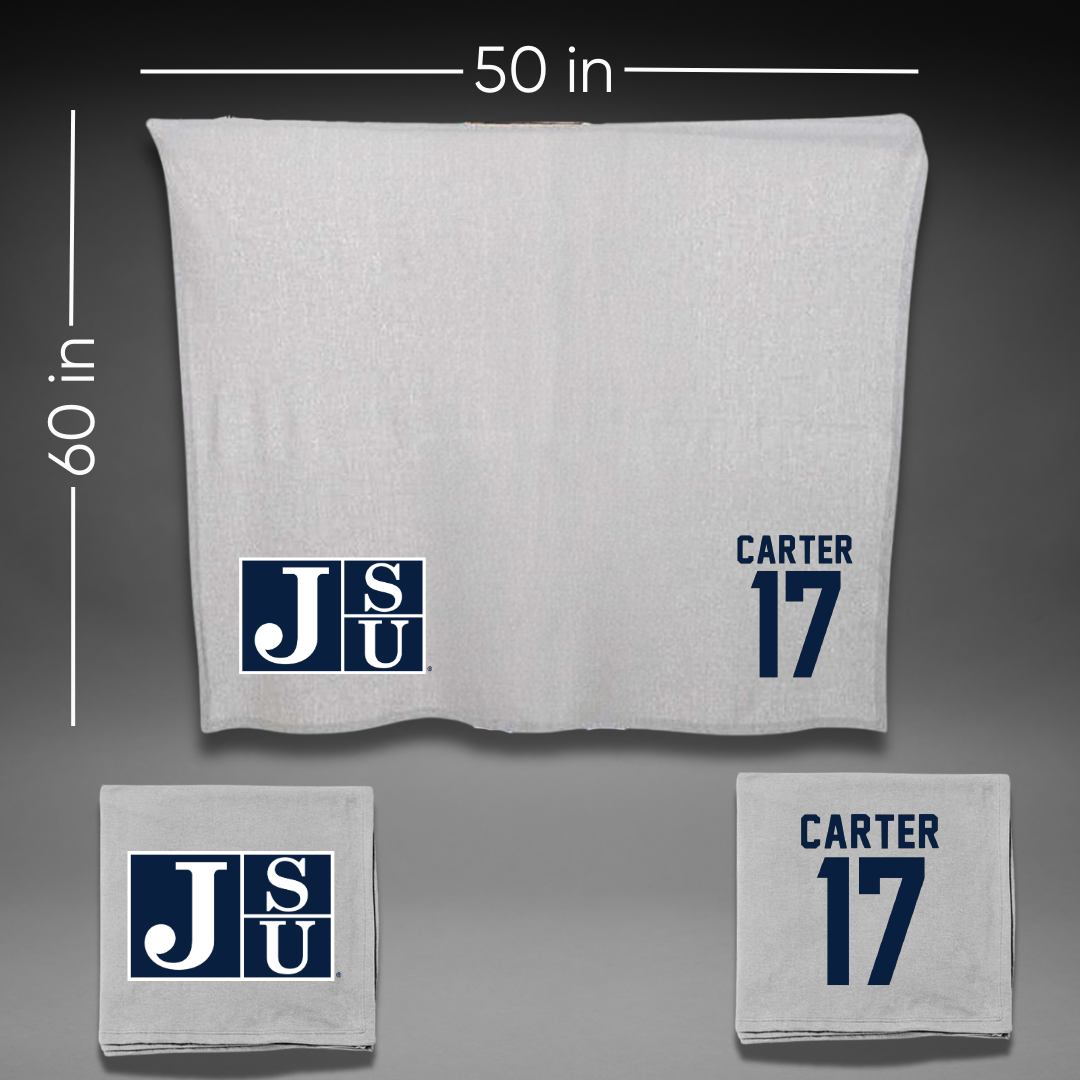Jackson State University Volleyball Gray Blanket - #17 Kymorah Carter