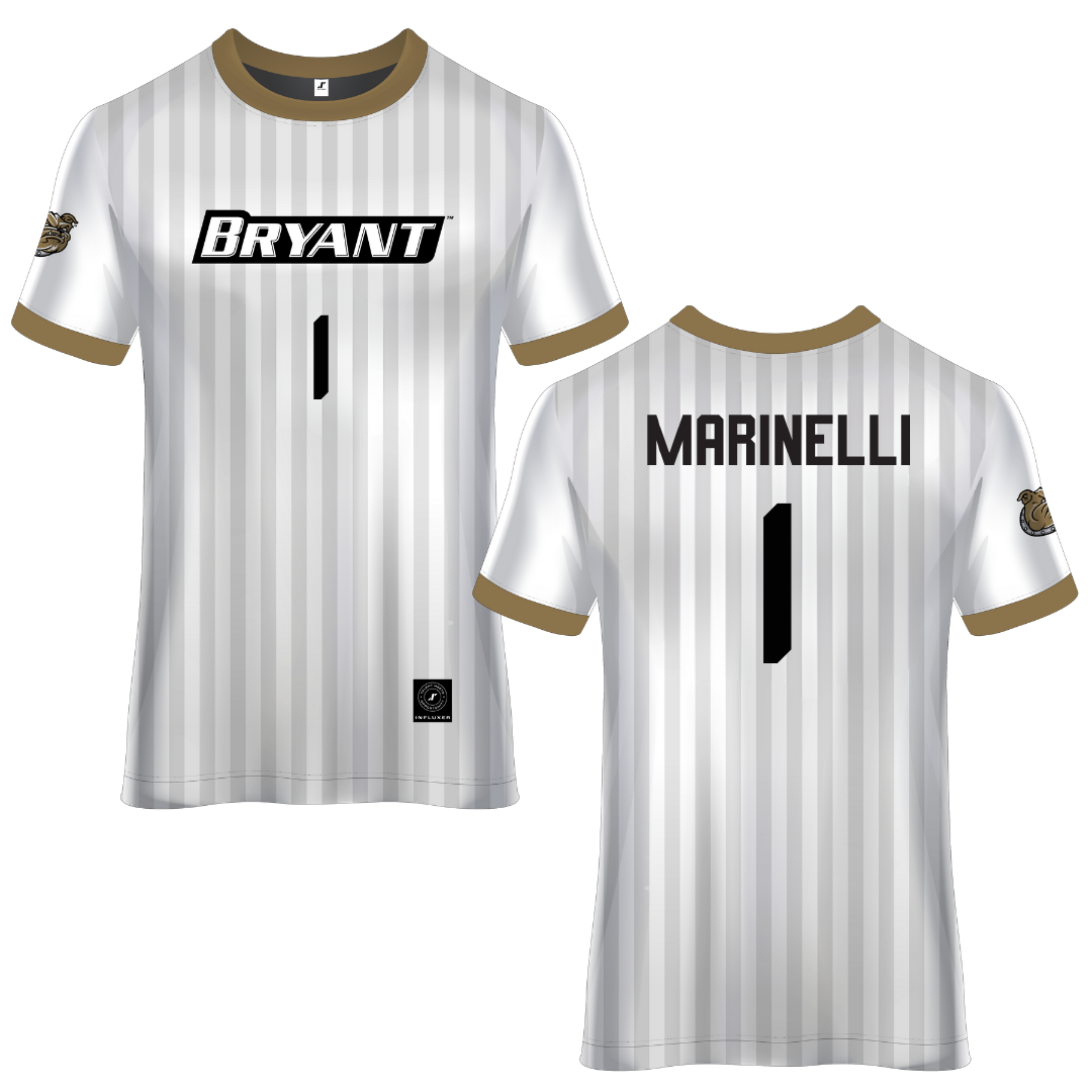 Bryant University White Soccer Jersey - #1 Luca Marinelli
