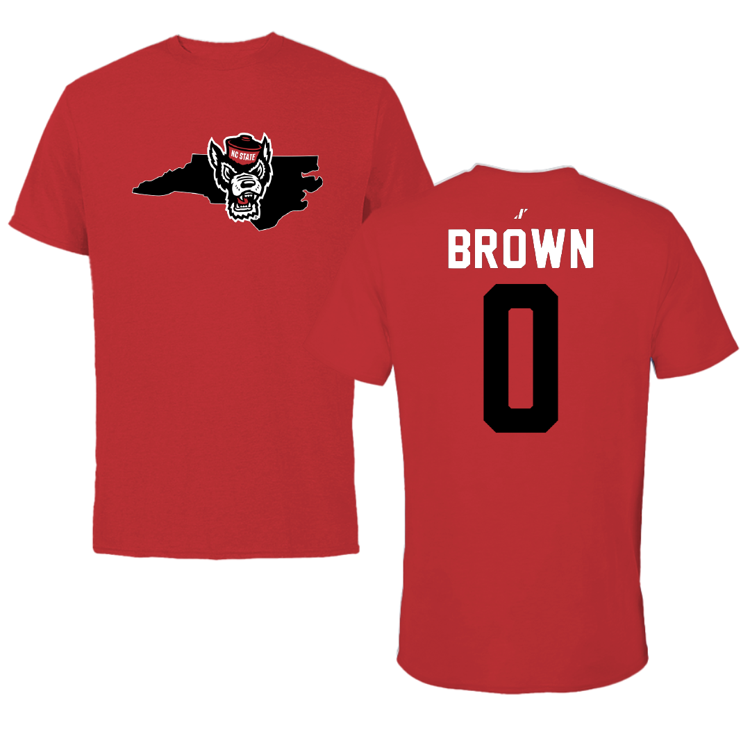North Carolina State University Football Red State Performance Tee - #0 Sean Brown