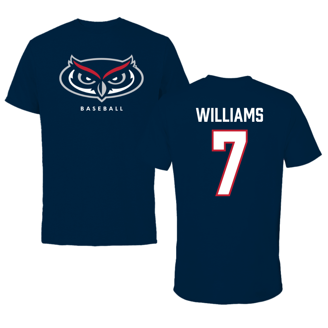 Florida Atlantic University Baseball Navy Mascot Performance Tee - #7 CJ Williams