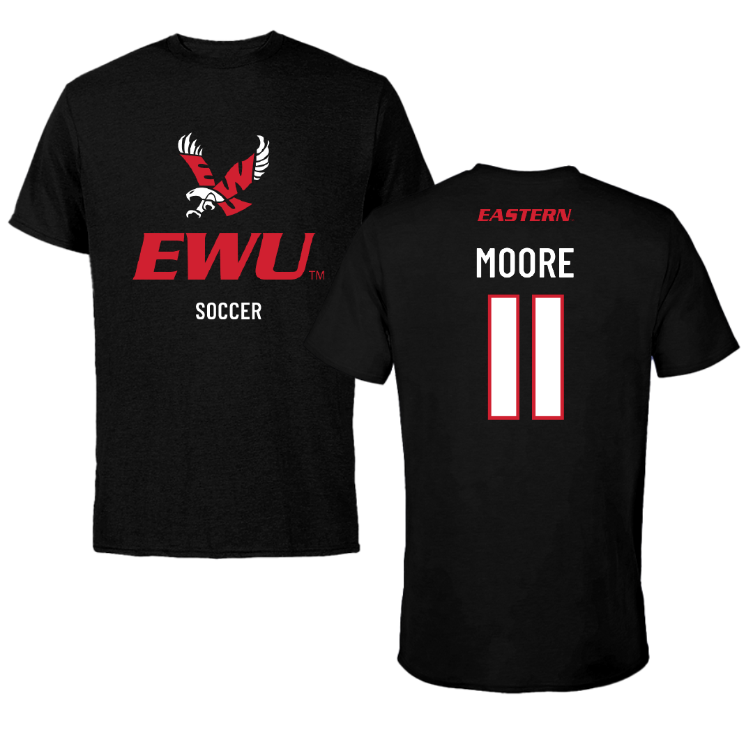Eastern Washington University Soccer Black EWU Tee - #11 Kendall Moore
