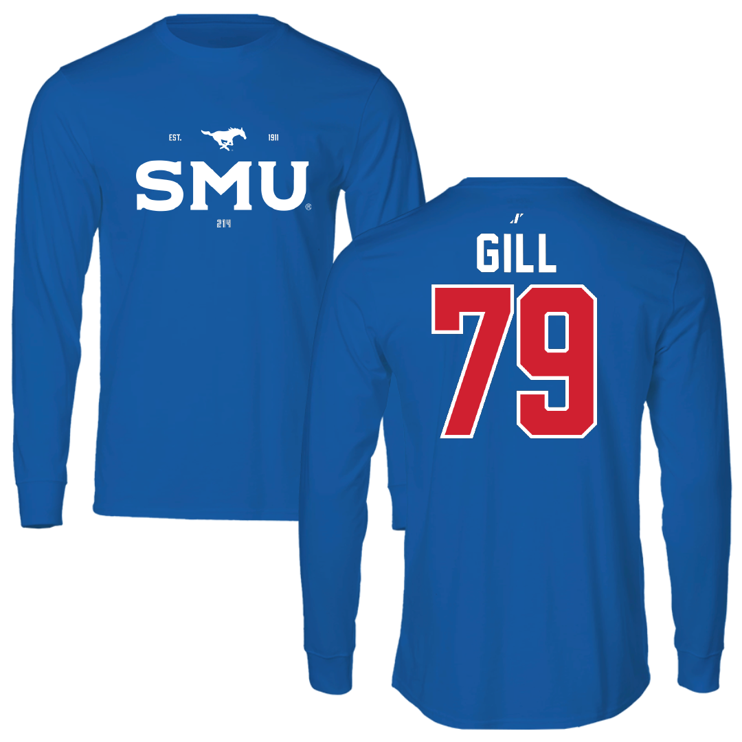 Southern Methodist University Football Blue General Long Sleeve - #79 Reagan Gill