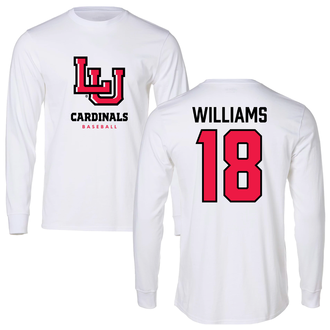 Lamar University Baseball White Performance Long Sleeve - #18 Zach Williams