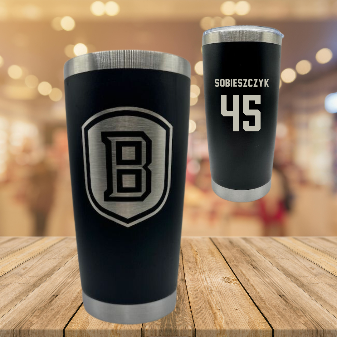 Bradley University Baseball Black Stainless Steel Tumbler - #45 Isaac Sobieszczyk