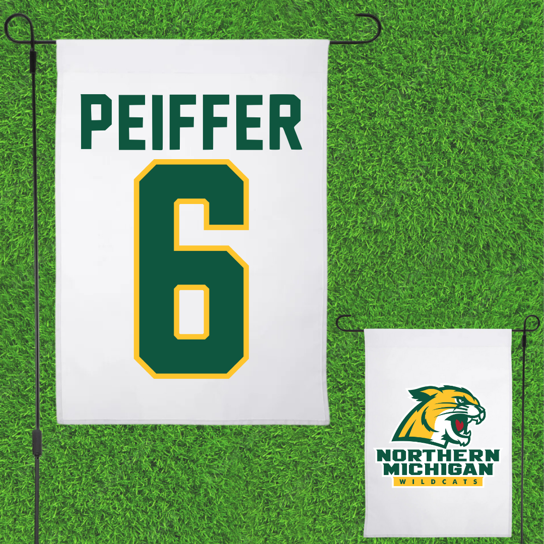 Northern Michigan University Football White Garden Flag - #6 Sam Peiffer