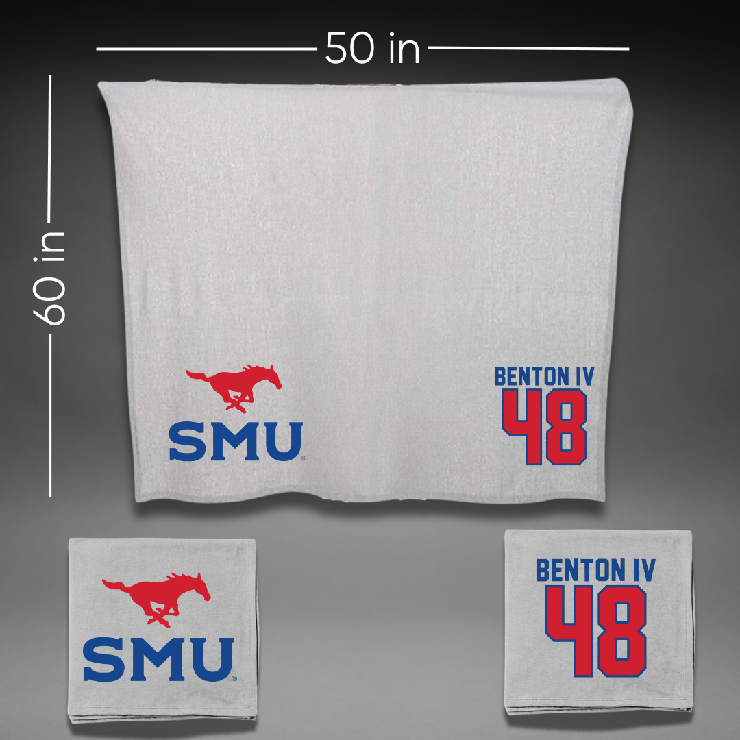 Southern Methodist University Football Gray Blanket - #48 Will Benton IV