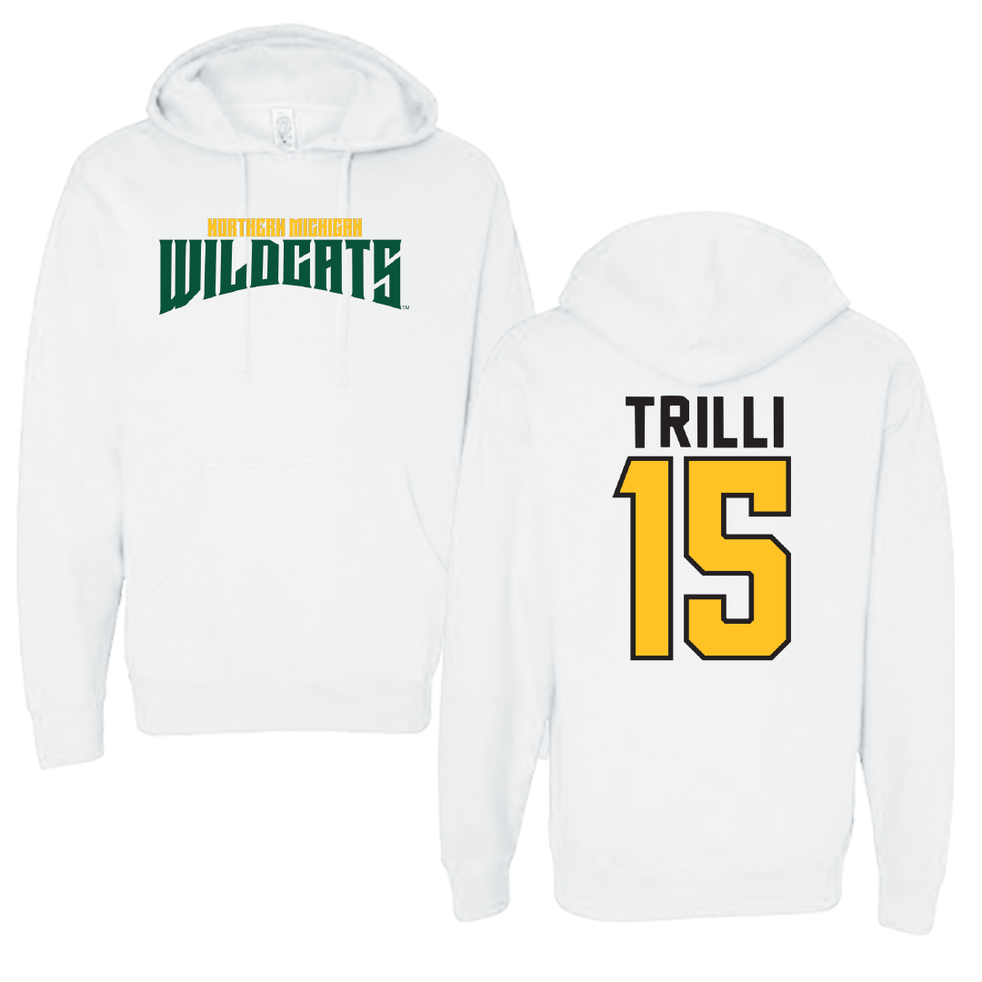 Northern Michigan University Basketball White Classic Hoodie - #15 Brandon Trilli