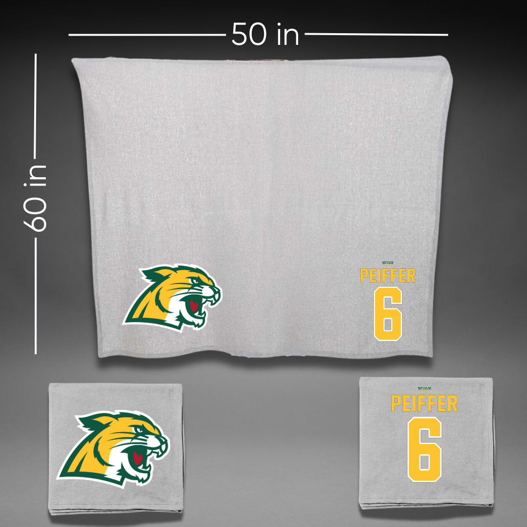 Northern Michigan University Football Gray Blanket - #6 Sam Peiffer