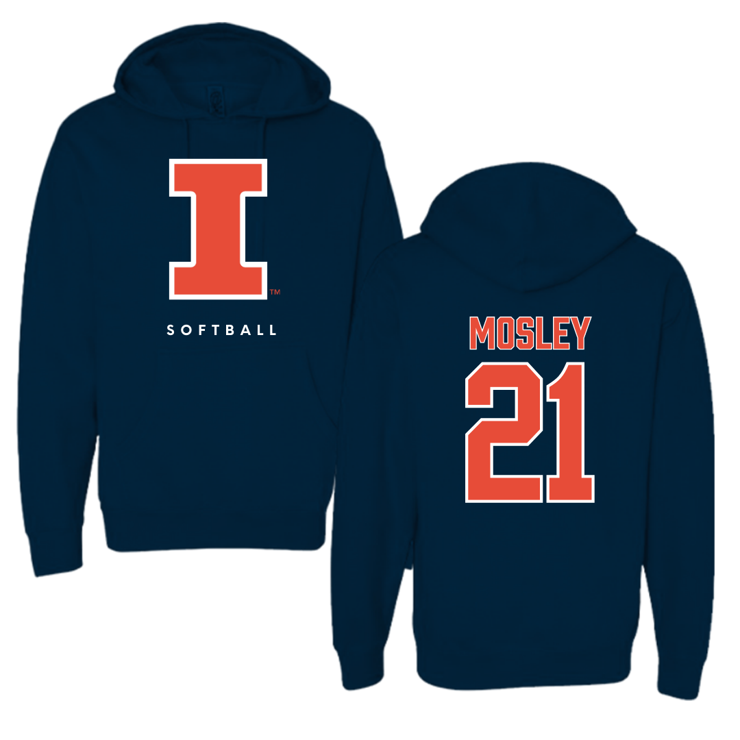 University of Illinois Softball Navy Hoodie - #21 Delaney Mosley