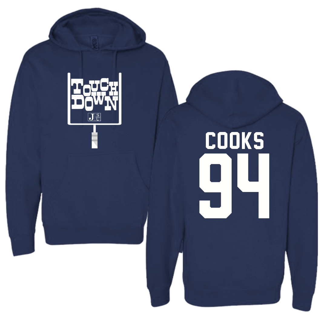 Jackson State University Football Navy Touchdown Hoodie - #94 Stanley Cooks