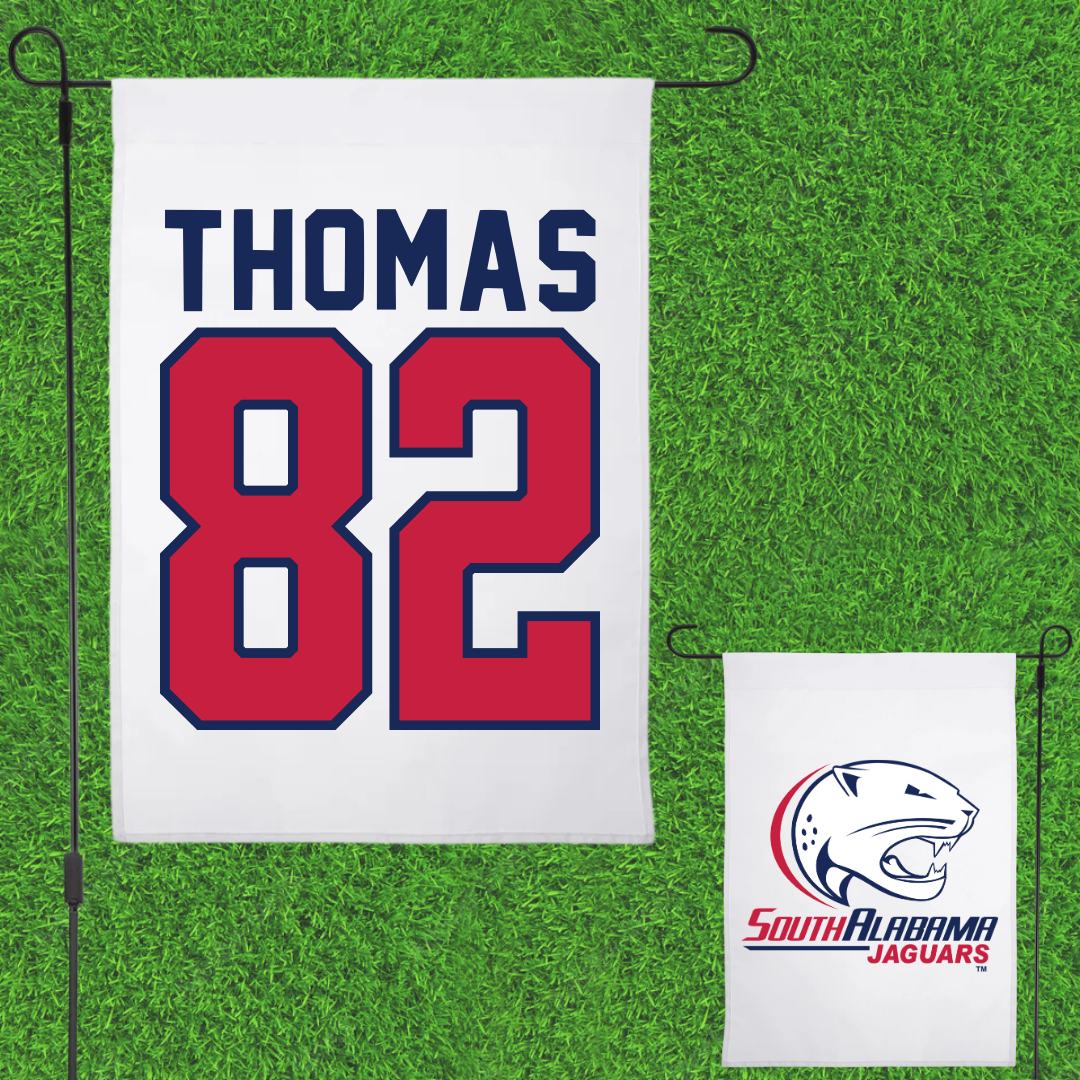 University of South Alabama Football White Garden Flag - #82 Trent Thomas