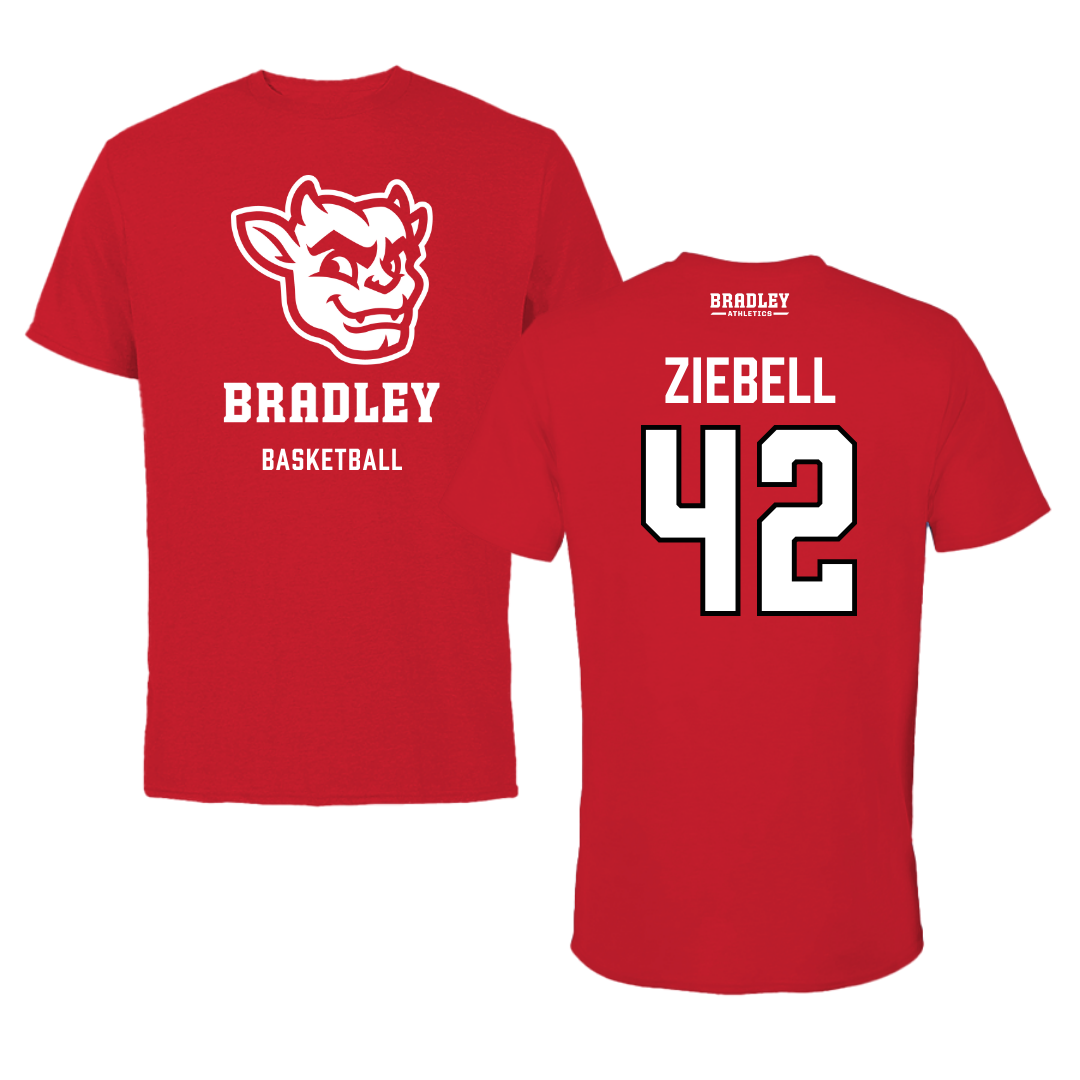 Bradley University Basketball Red Mascot Performance Tee - #42 Callie Ziebell