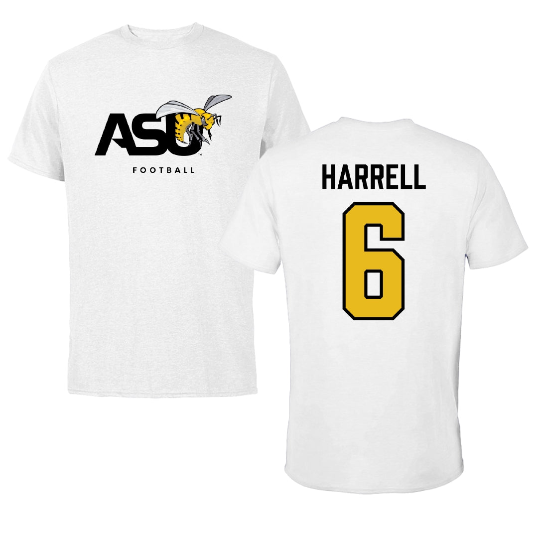 Alabama State University Football White ASU Tee - #6 Ajai Harrell