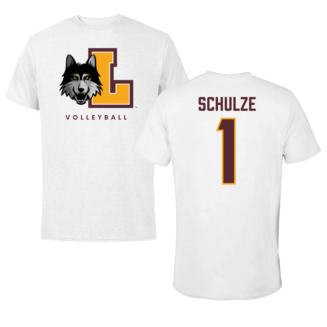 Loyola University-Chicago Volleyball White Performance Tee - #1 Kylie Schulze
