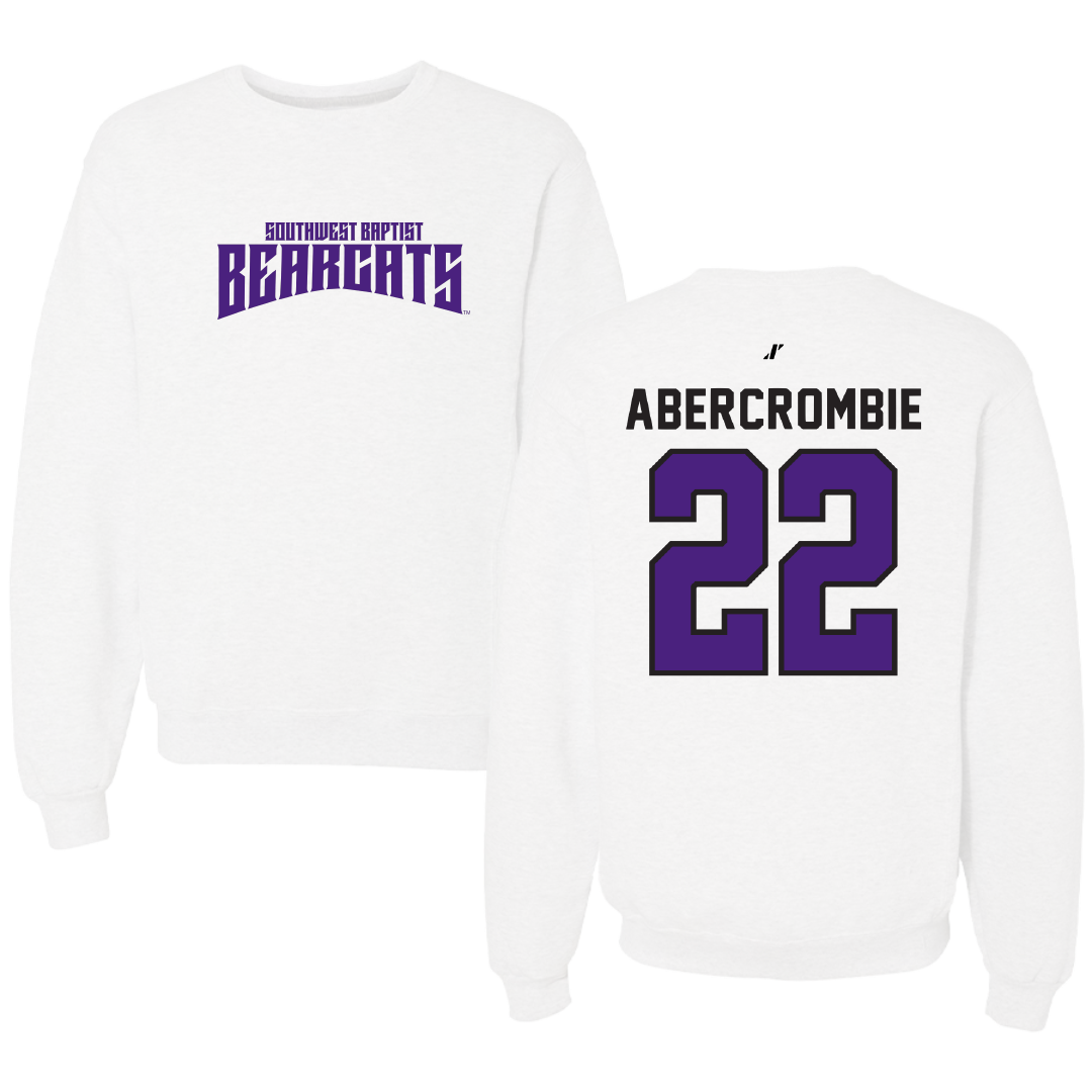 Southwest Baptist University Football White Classic Crewneck - #22 Jordan Abercrombie