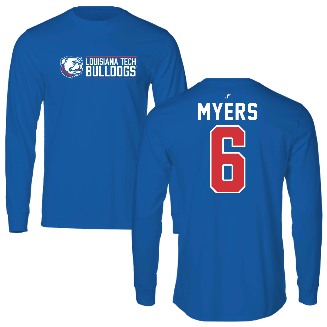 Louisiana Tech University Baseball Blue General Long Sleeve - #6 Adarius Myers