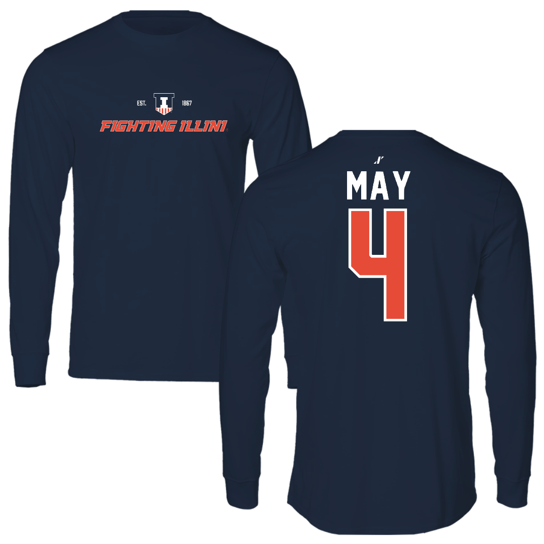 University of Illinois Volleyball Navy General Performance Long Sleeve - #4 Bianca May
