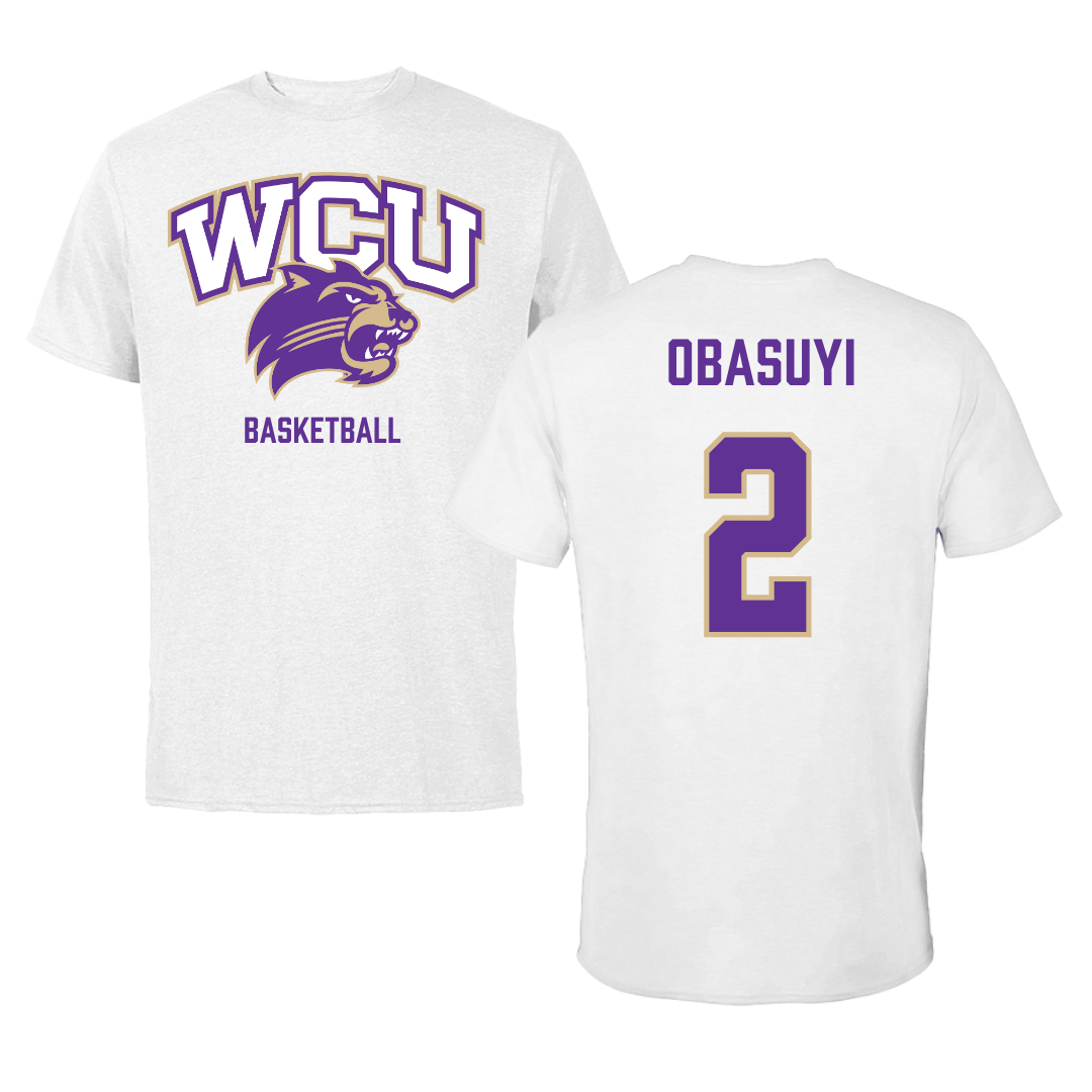 Western Carolina University Basketball White Performance Tee - #2 Kehinde Obasuyi