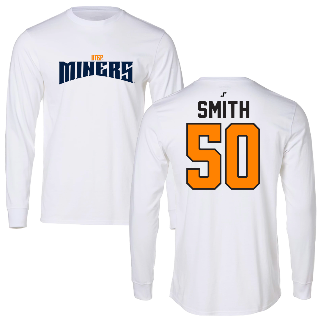 University of Texas at El Paso Football White Classic Performance Long Sleeve - #50 Brennan Smith