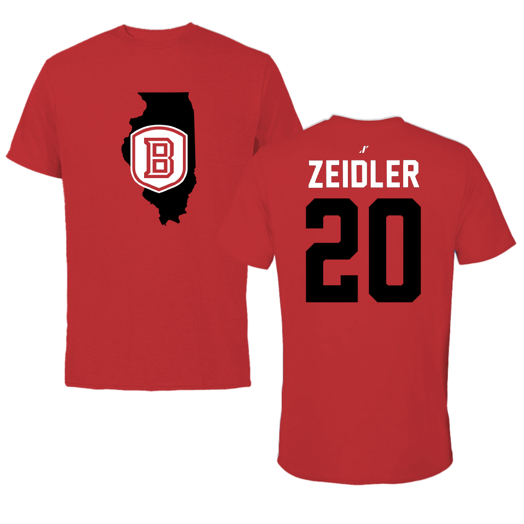 Bradley University Baseball Red State Performance Tee - #20 Theo Zeidler