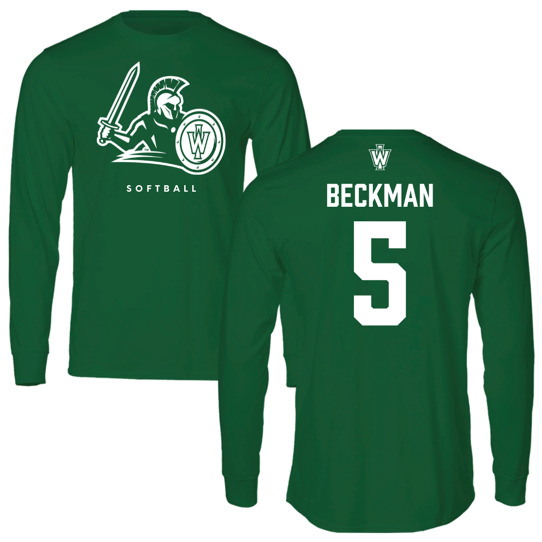 Illinois Wesleyan University Softball Kelly Green Long Sleeve - #5 Anna Beckman