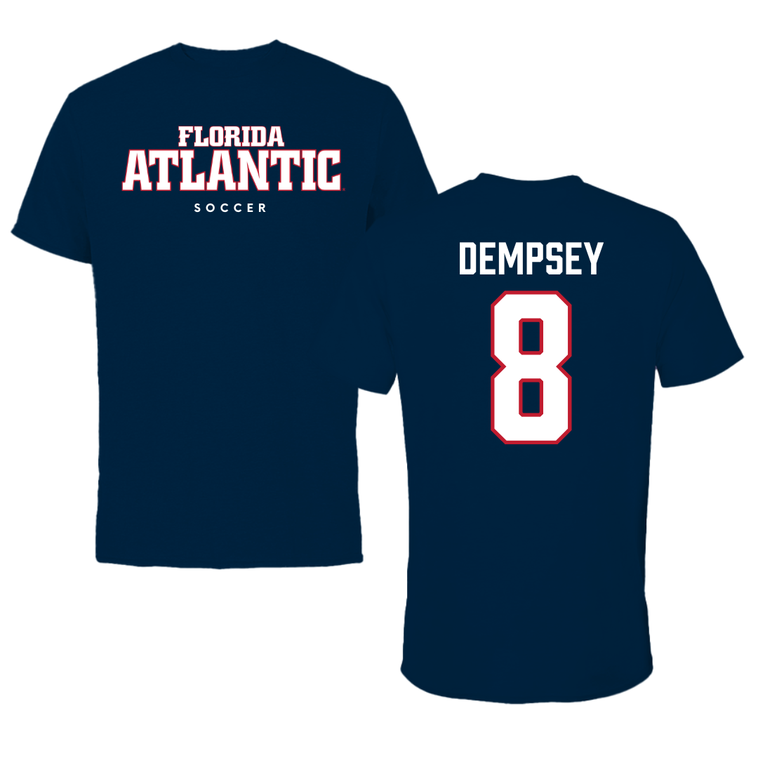 Florida Atlantic University Soccer Navy Block Performance Tee - #8 Drew Dempsey