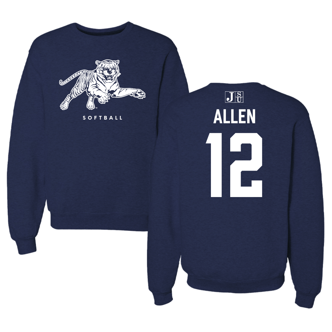 Jackson State University Softball Navy Crewneck - #12 Beija Allen