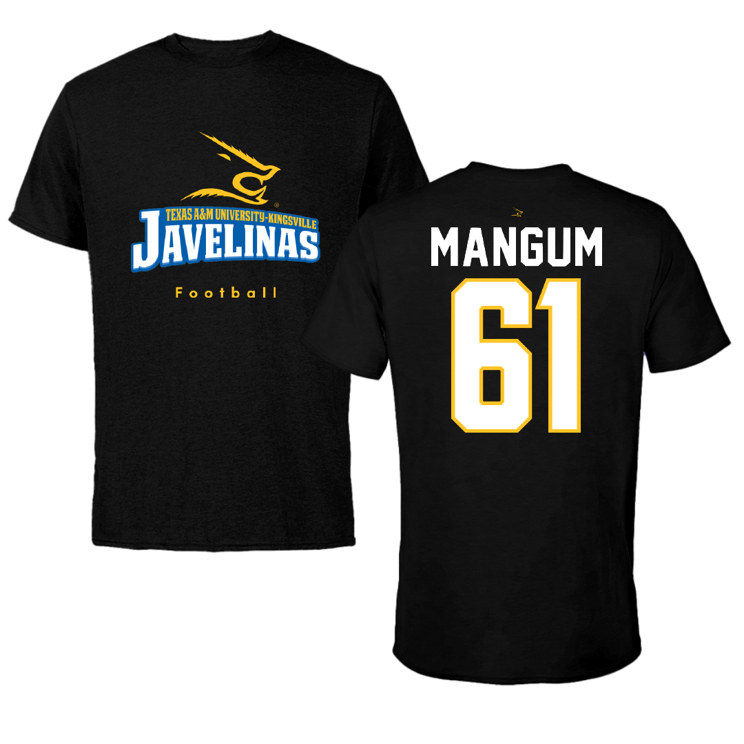 Texas A&M University-Kingsville Football Black Tee - #61 Hunter Mangum