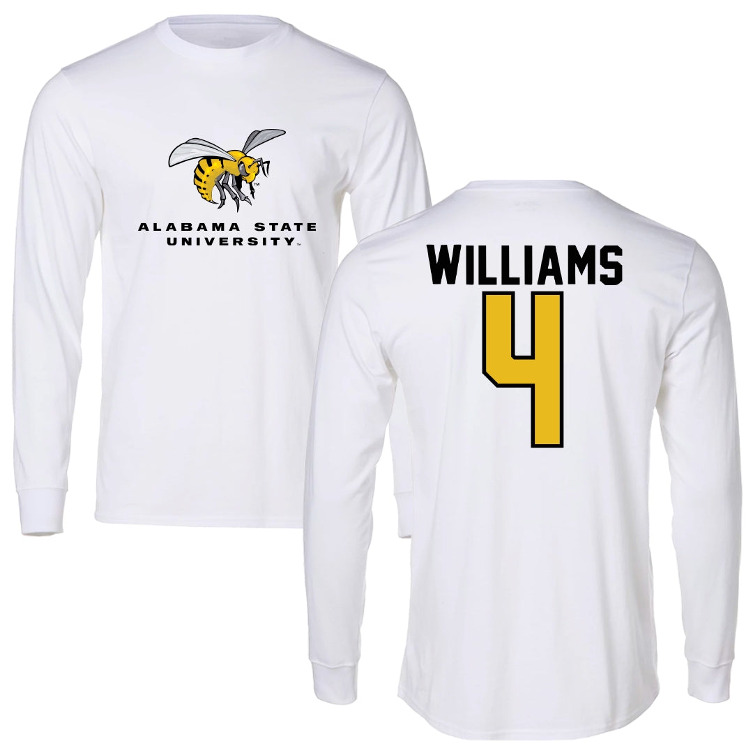 Alabama State University Soccer White Block Long Sleeve - #4 Tatyana Williams