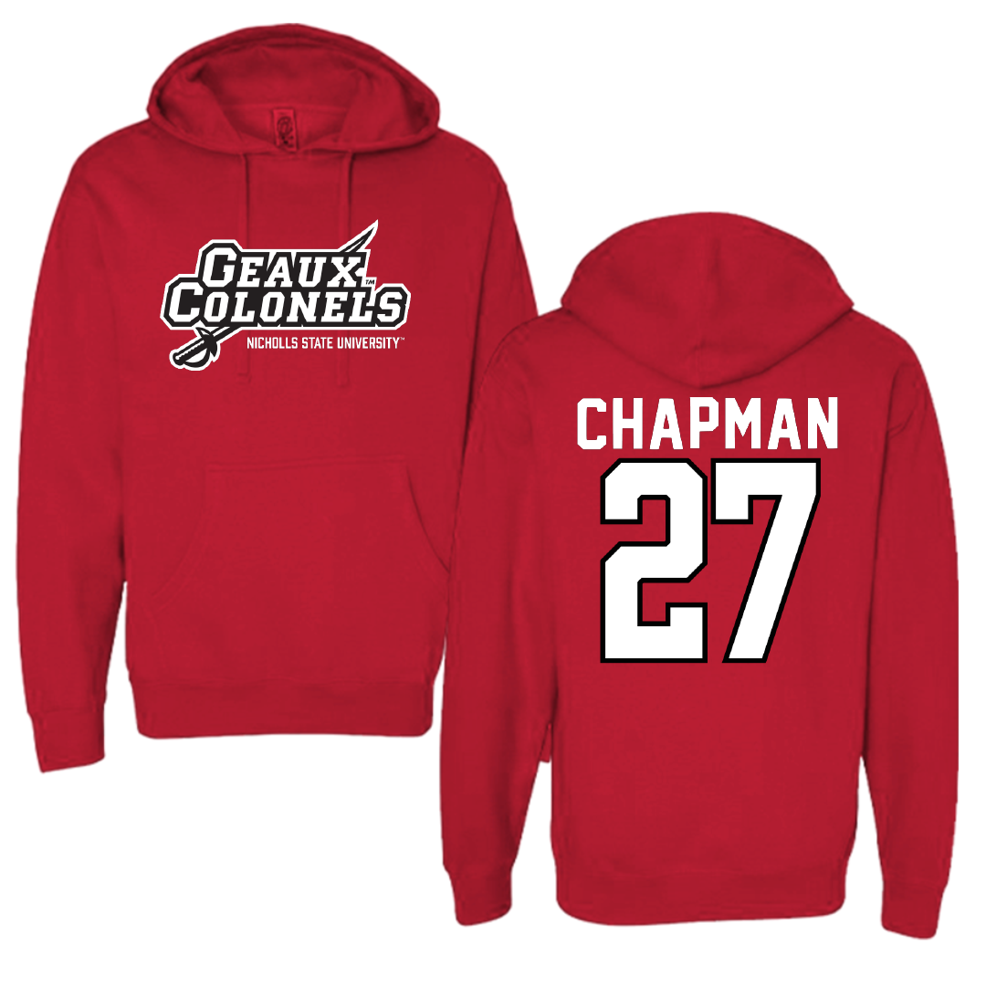Nicholls State University Football Red General Hoodie - #27 Gil Chapman