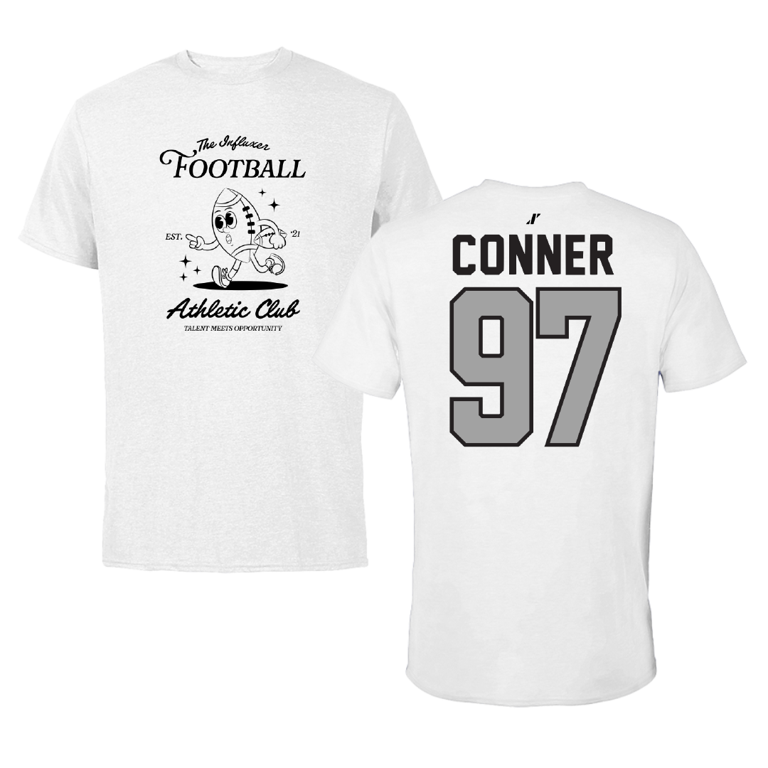 Football White Influxer Athletic Club Tee - #97 Carson Conner