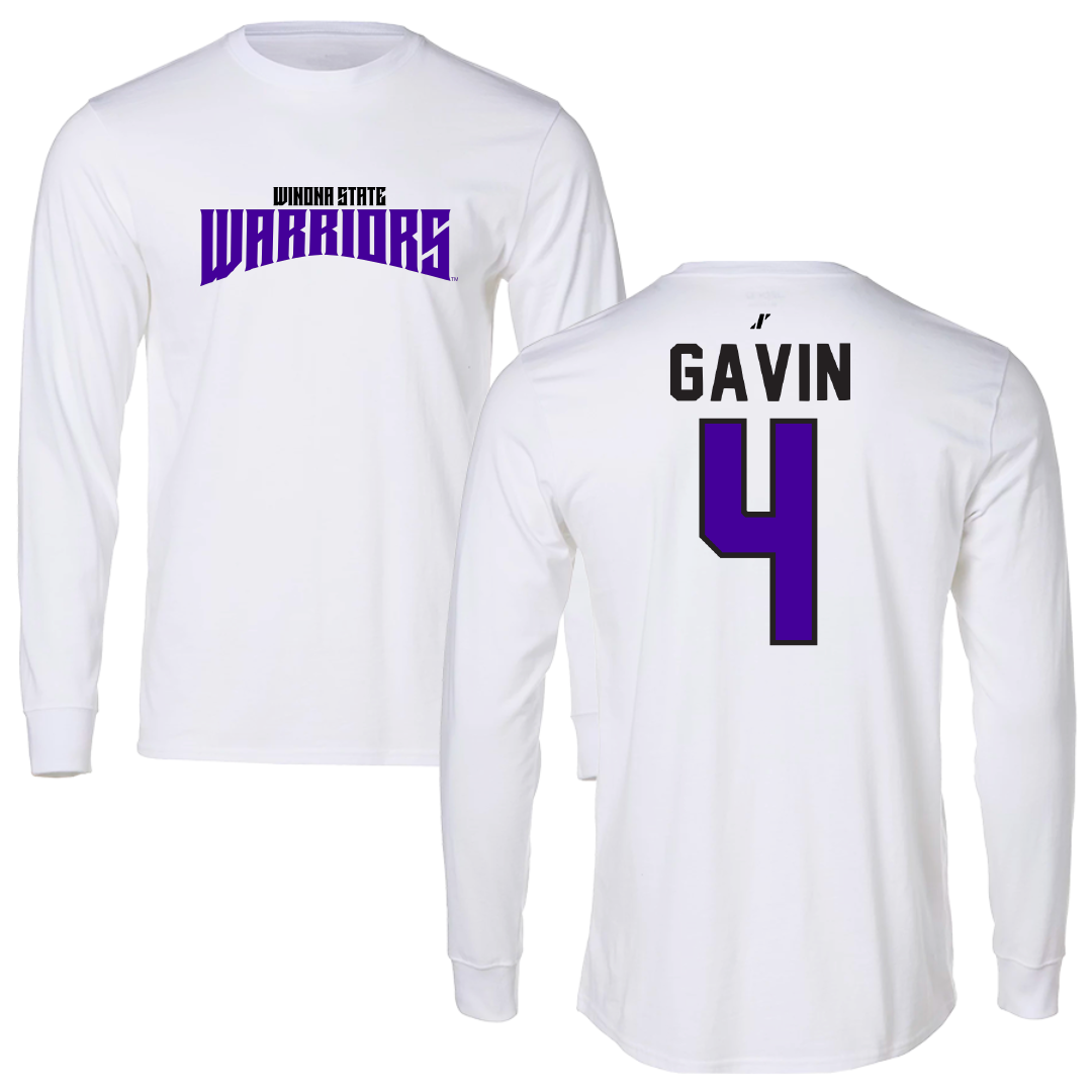 Winona State University Football White Classic Performance Long Sleeve - #4 Ty Gavin