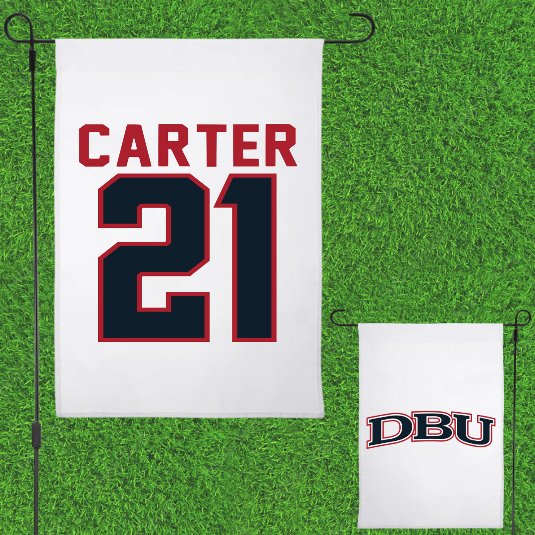 Dallas Baptist University Soccer White Garden Flag - #21 Amiyah Carter