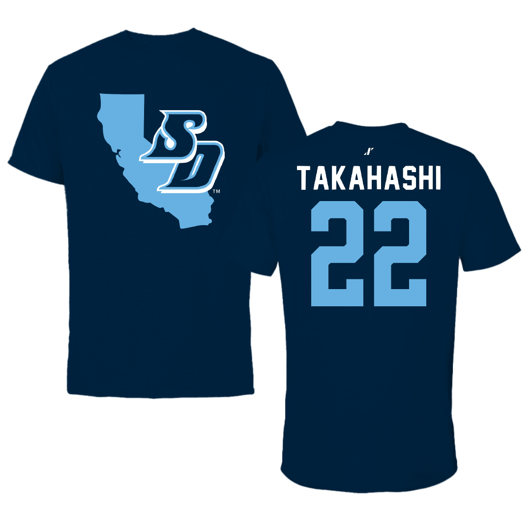 University of San Diego Football Navy State Tee - #22 Yosei Takahashi