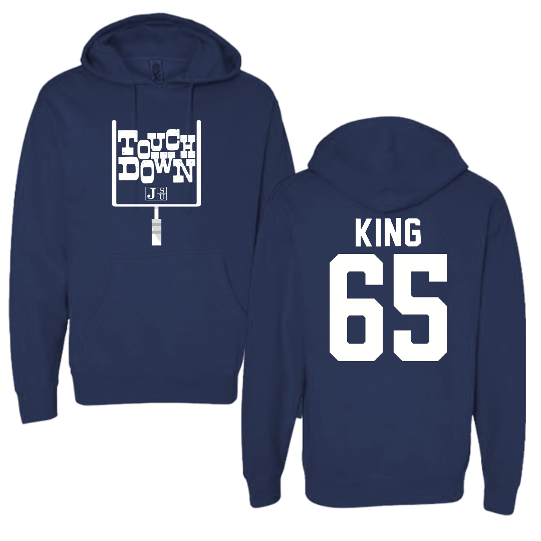 Jackson State University Football Navy Touchdown Hoodie - #65 Jackson King