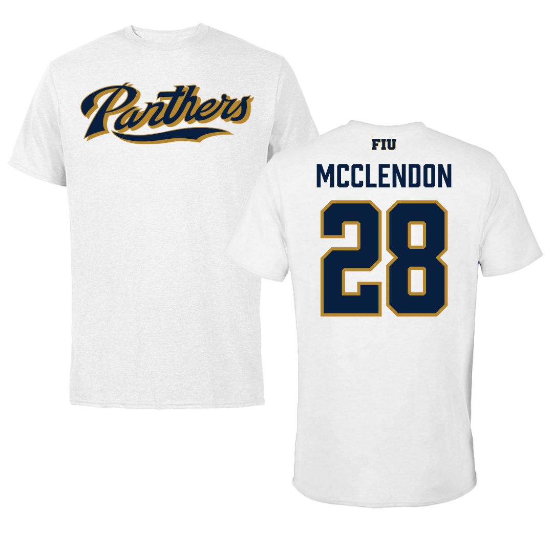 Florida International University Football White Tee - #28 Jeremiah McClendon