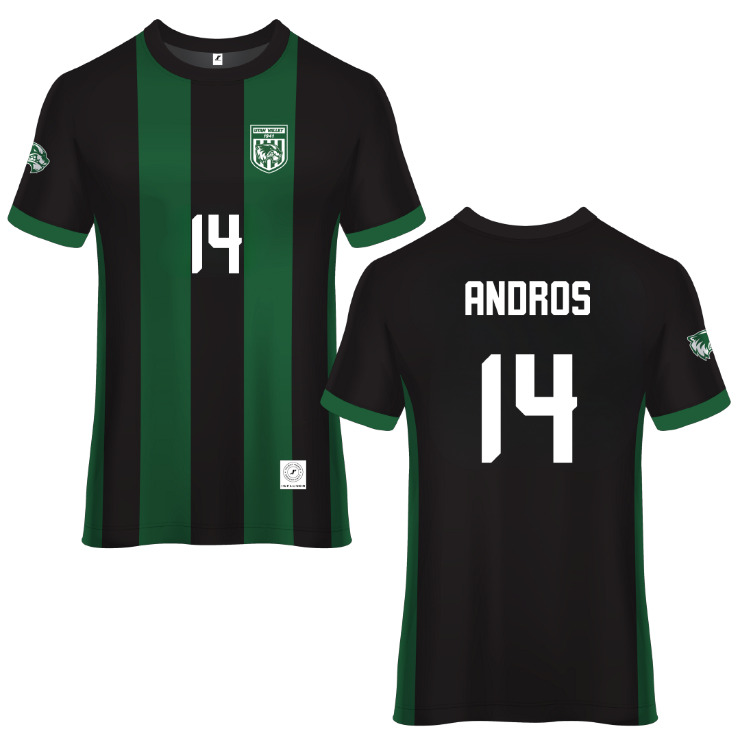 Utah Valley University Green Soccer Jersey - #14 Mark Andros