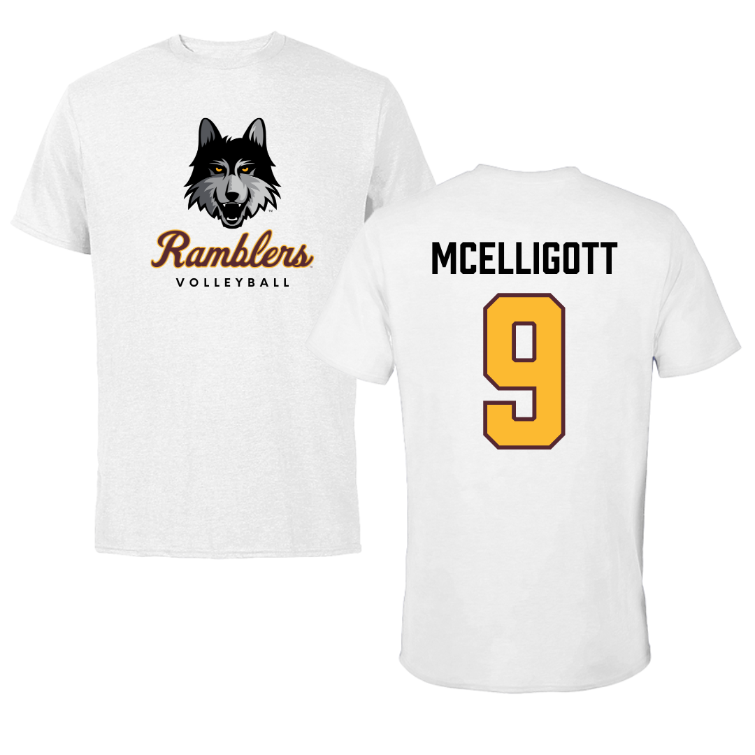 Loyola University-Chicago Volleyball White Ramblers Performance Tee - #9 Ryan McElligott