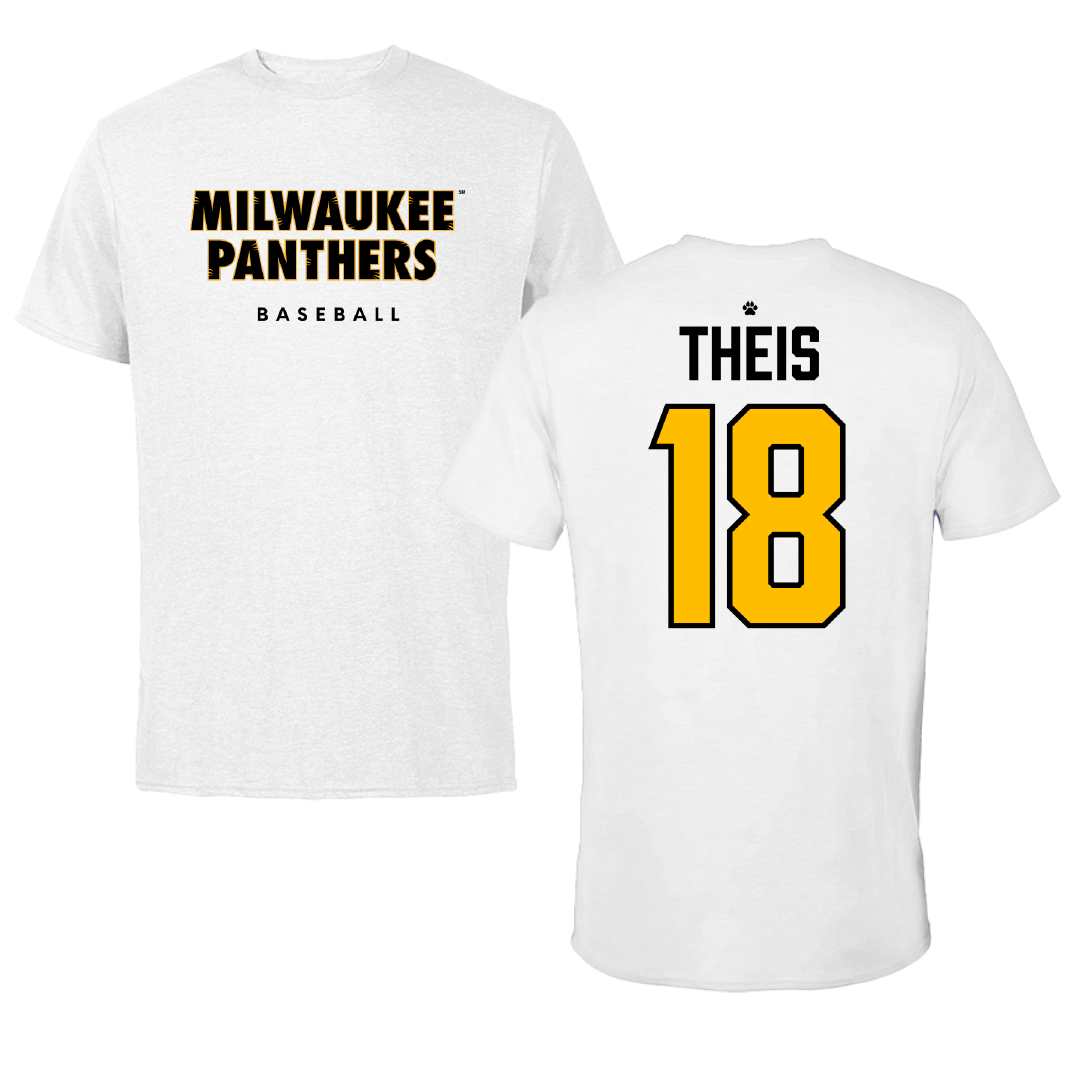 University of Wisconsin-Milwaukee Baseball White Performance Tee - #18 Gavin Theis