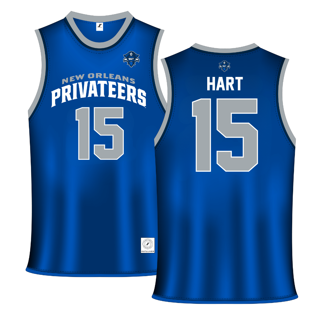 University of New Orleans Blue Basketball Jersey - #15 Carlos Hart
