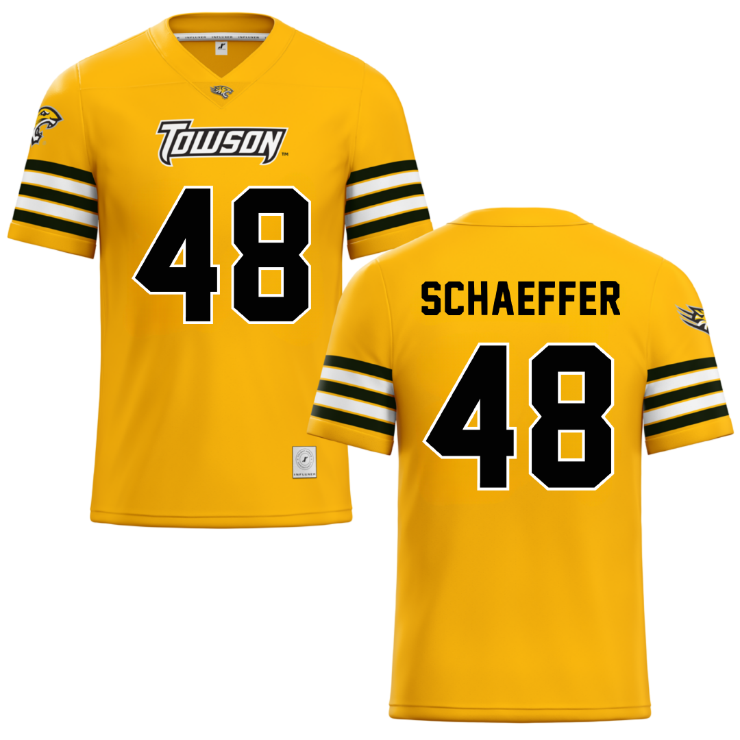 Towson University Gold Football Jersey - #48 CJ Schaeffer