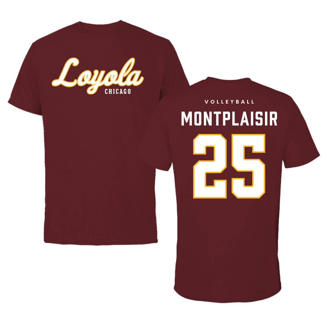 Loyola University-Chicago Volleyball Maroon Loyola Performance Tee - #25 Benjamin Montplaisir