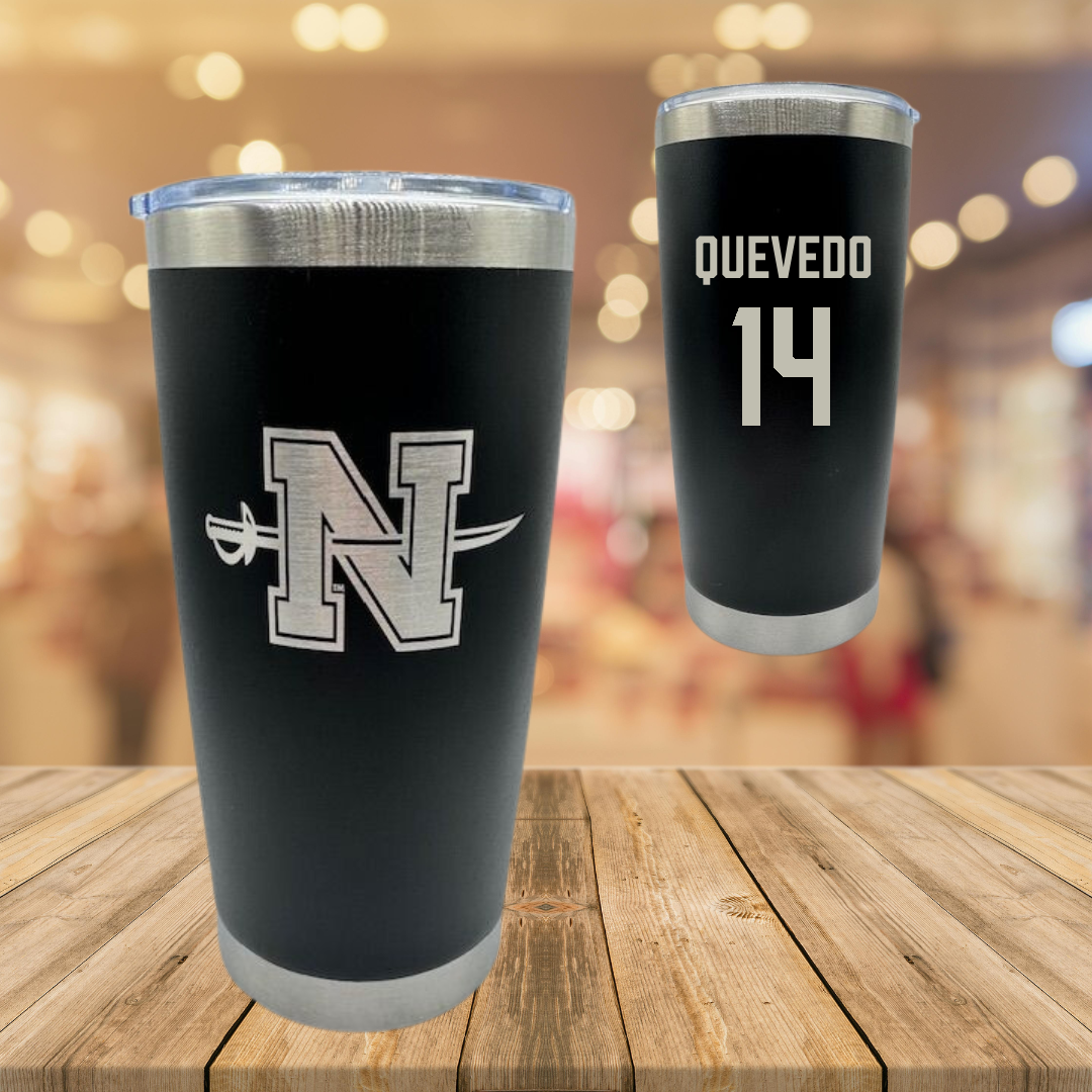 Nicholls State University Baseball Black Stainless Steel Tumbler - #14 Michael Quevedo