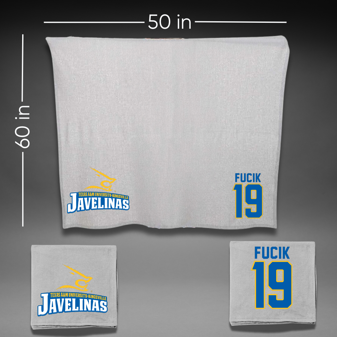 Texas A&M University-Kingsville Football Gray Javelinas Blanket - #19 Bryce Fucik