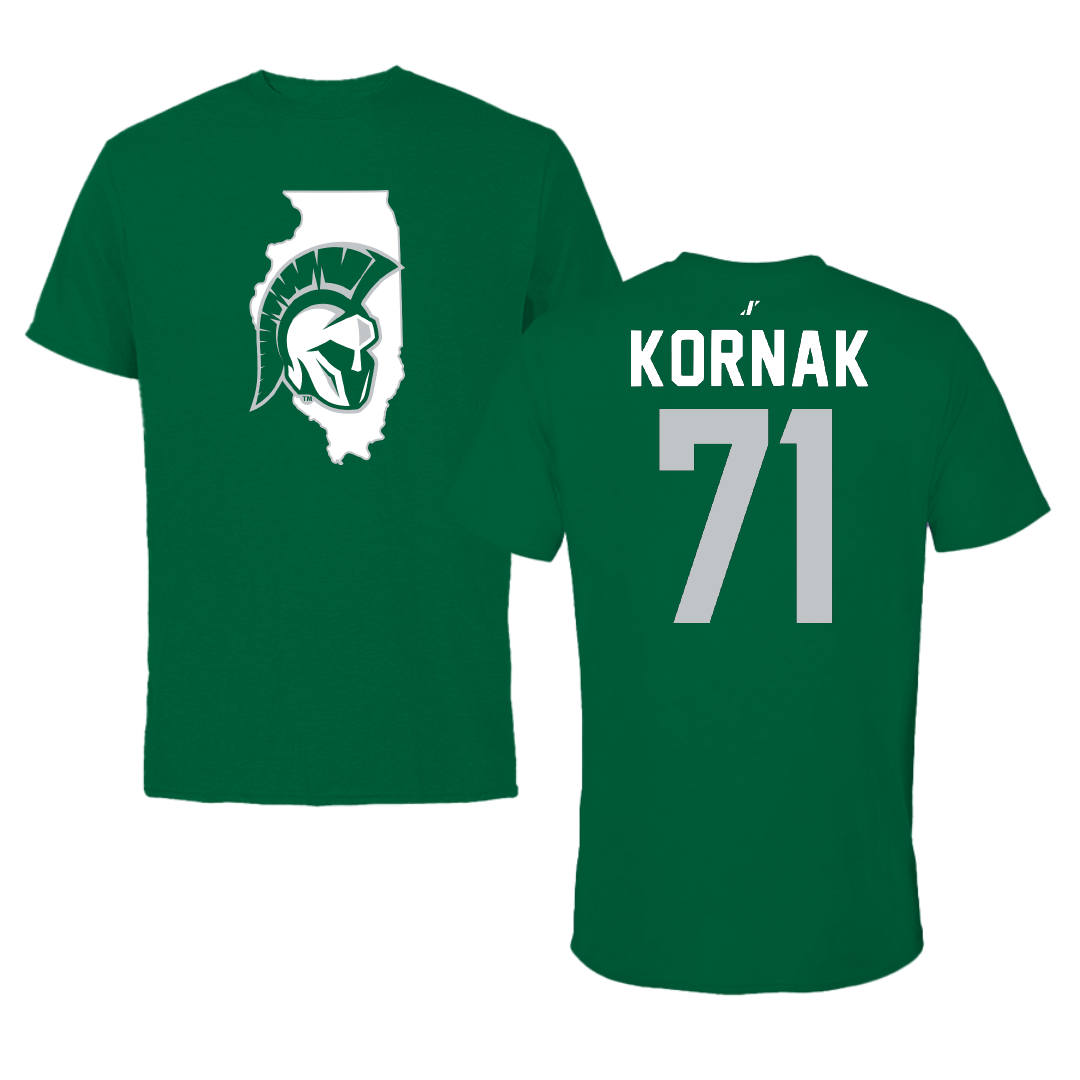 Illinois Wesleyan University Football Green State Performance Tee - #71 Brady Kornak