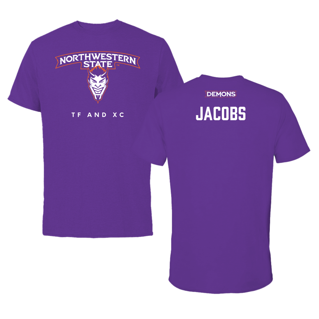 Northwestern State University TF and XC Purple Mascot Performance Tee - Cyrus Jacobs