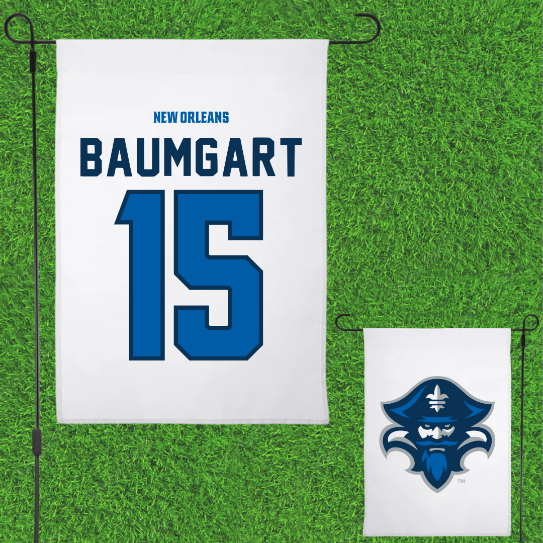 University of New Orleans Beach Volleyball White Garden Flag - #15 Serena Baumgart